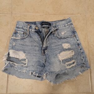 Aeropostale Women's Ripped Jean Shorts - Light Blue